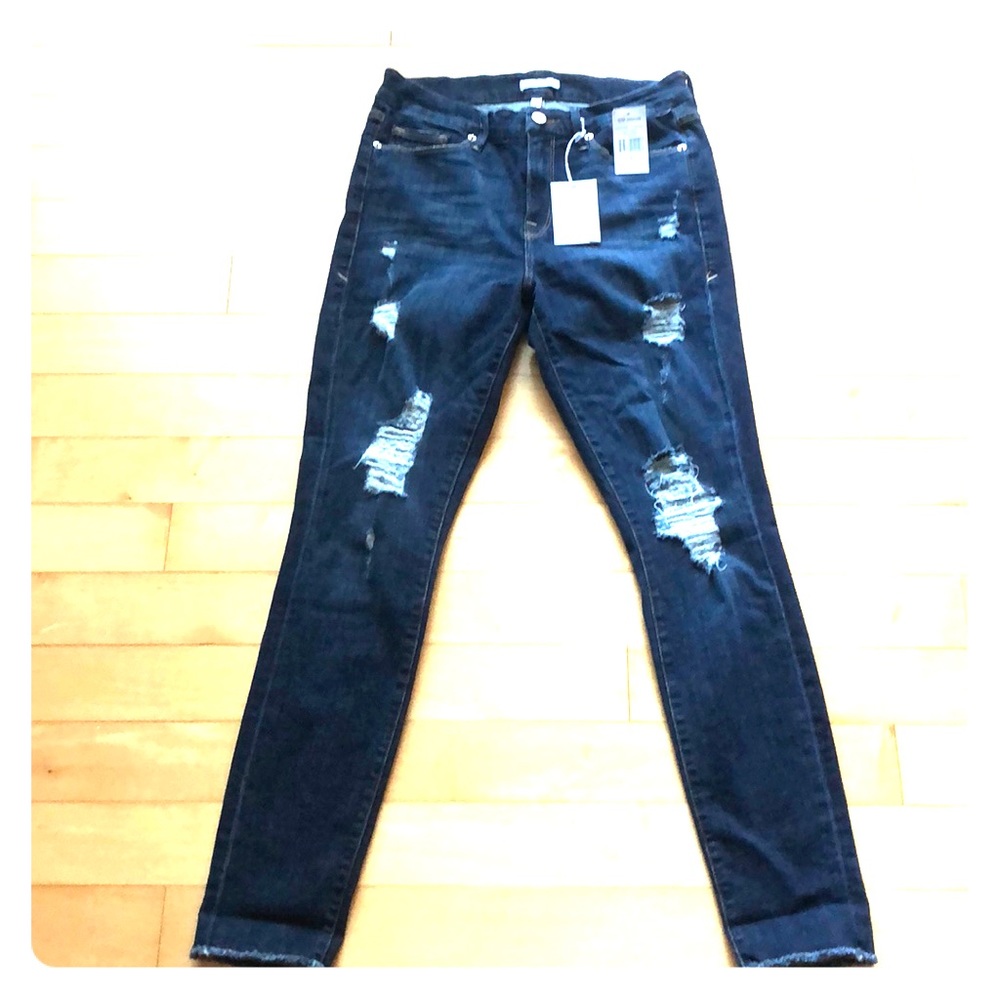 Good American Good Legs Raw Edge Blue 003